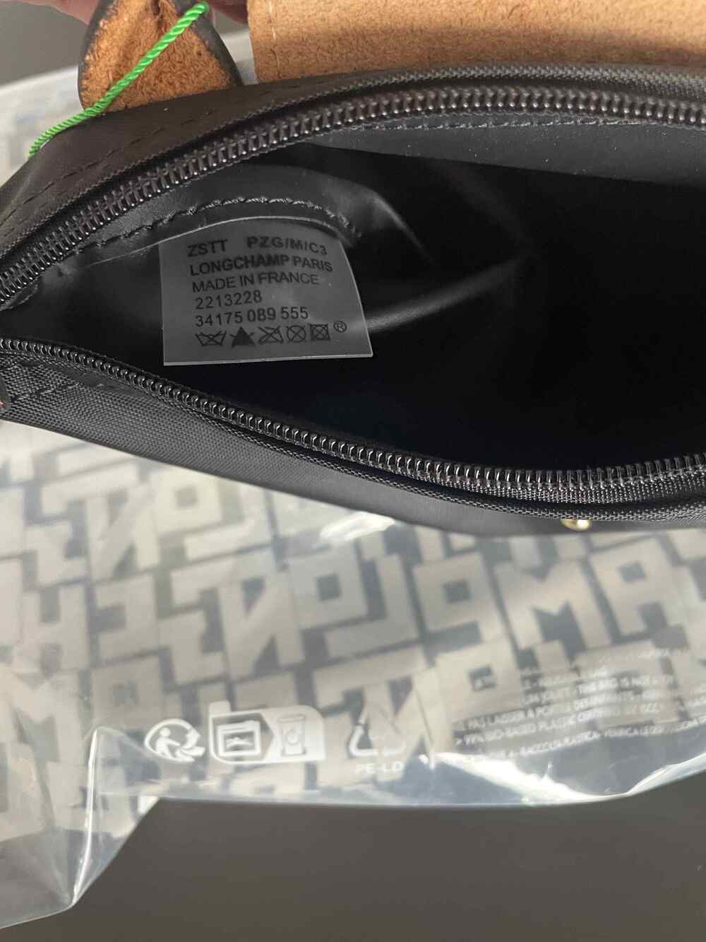NWT Longchamp Le Pliage Mini Handbag Pouch Black Canvas Crossbody XS - Picture 10 of 10